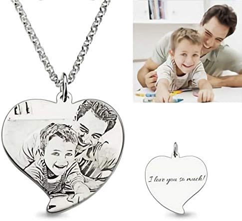 Personalised Custom Photo Necklace Pendant Silver Chain with Customized Message-A for Your Lovers