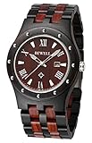 Bewell ZS-W109A Men Wooden Watch Quartz Movement Ebony with Red Sandalwood Dial Wristwatch (FBA)