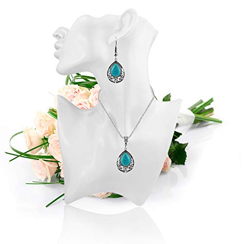 Nurbo 1 X Fashion Women's Retro Turquoise Rhinestone Earrings Necklace Jewelry Set