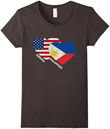 Women's Philippines Flag T-Shirt Filipino American Flag Tee Shirt Small Asphalt