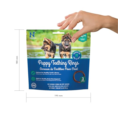 N-BONE PUPPY TEETHING RINGS SALMON FLAVOR DOG TREAT, 3 COUNT BAG, 3.6-OZ