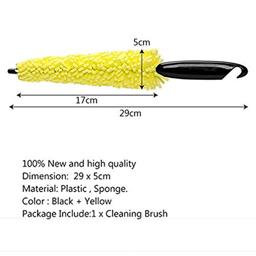Voberry@ Sponge Car Wheel Cleaner Brush, Car Wash Sponges Tools, Plastic Handle Car Washing Brush Tire Rims, Vehicle, Motorcycle, Bicycle, Engine, Exhaust Tip (Yellow) (2)