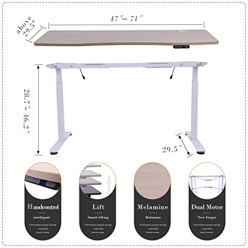 Sunon 63'' x 29.5" Table Top Laminate Top Executive Office Desktop Height Adjustable Electric Standing Desk Frame DIR38149073WH (Light Oak) - Thumbnail 6