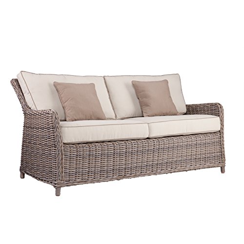 Avadi Outdoor Seater Sofa & Ottoman - Hand Woven Synthetic Wicker - 3 pc Set