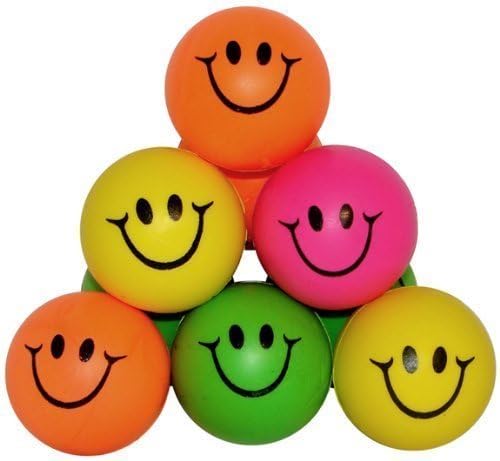 Happy Face Squeeze Balls Mini Neon Smile Face Relaxable Balls(Pack of 24)