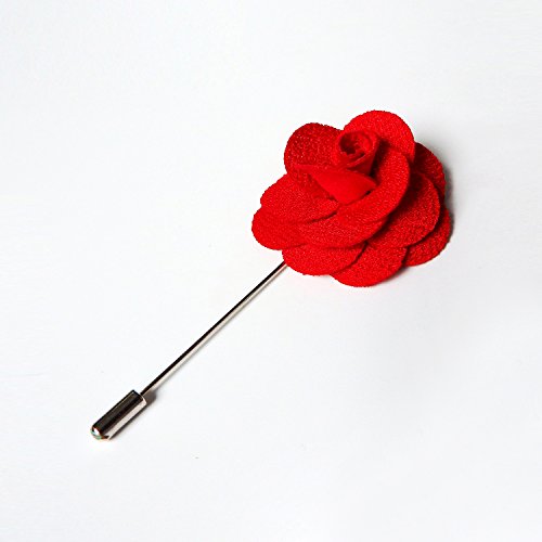 RareLove 12pcs Red Lapel Pin Rose Wedding Boutonniere Set for Men Flower