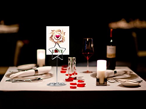 20 Pcs 85mm Tall Star Shape Metal Table Number Holder Stands for Weddings Party Gatherings, Place Card Holder,Photo/Picture Holder