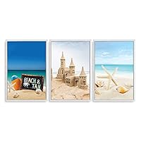 Framed Canvas Wall Art - Romantic Beach - Canvas Prints Home Artwork Decoration for Living Room,Bedroom - 16