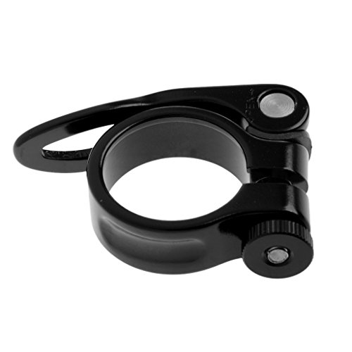 Dolity 31.8mm Diameter Bicycle Seat Clamp Seatpost Clip Tube Lock - Aluminum Alloy Road MTB Cycling Bike Bicycle Quick Release Seatpost Clamp - Black - Thumbnail 3