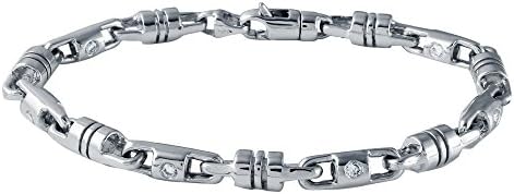 Genuine 1.08 TCW 14K White Gold Gents Bracelet