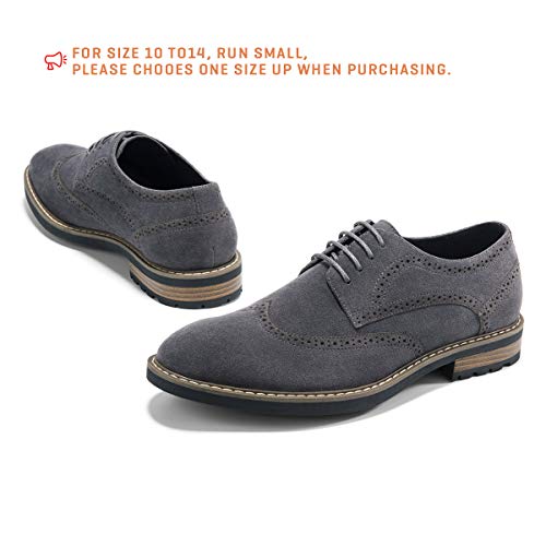 Men's Suede Leather Oxford Shoes Casual Lace up Dress Shoes Grey 8.5