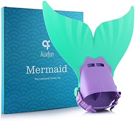 Mermaid Monofin, Adjustable Mermaid Swim Fin Foot Flipper for Kids Girls Swimming Diving Training by Auxfun (Green-S)