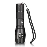 LED Tactical Flashlight, 900 Lumens, Waterproof & Rechargeable Flashlight with Adjustable Focus and Five Light Modes for Outdoor, EDC & More by SHSHINE