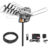 HDTV Digital Antenna -150 Miles Range w/ 360 Degree Rotation Wireless Remote - UHF/VHF/1080p/ 4K Ready(Without Pole). Upgraded 2019 Version