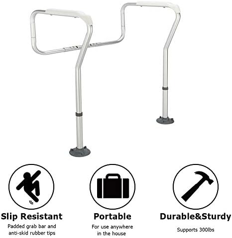 Mefeir Upgraded Safety Toilet Rails Grab Bars, 330lbs Capacity Height& Width Adjustable Easy Installation, Safety Frame for The Old and Handicapped,