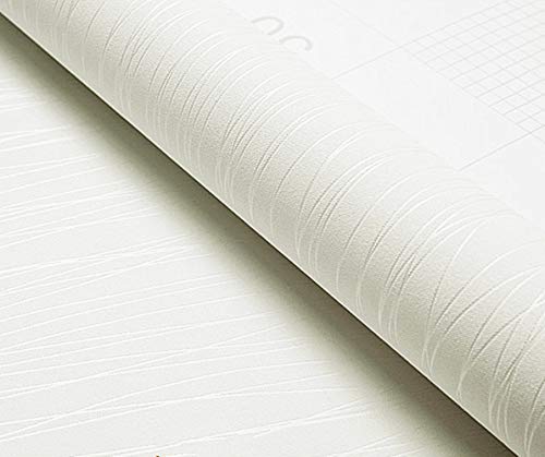 Amao 3D Textured Modern Wire Drawing Self-Adhesive Peel and Stick Non-Woven Fabric Wallpaper Home Decor 20.8''x78.7'' (Beige White)