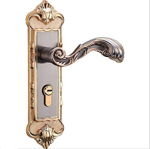 WXIAN Panel Lock Handle Hardware Set，Interior Bedroom Wooden Door Lock，European Antique Aluminum Alloy