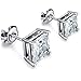 CZ Diamond Stud Earrings Sterling Silver Round Princess Cut Simulated Diamond Stud Earrings Women Square Stud Earrings Men Earrings,Simple Casual Cubic Zirconia Earrings,Sterling Silver Earrings Stud