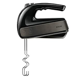 Black+Decker BXMX500E batidora amasadora y reposteria de 500W, 2 varillas amasadoras, 2 varillas batidoras, desmontable, 5 velocidades y turbo