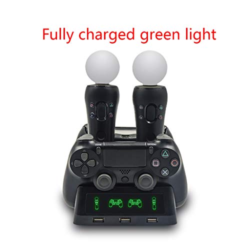 leidersty USB Charging Dock Station for Playstation 4 PS4 Slim Pro PS VR PS Move Accessories,Black