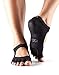toesox Women's Plie Half Toe Grip for Yoga, Pilates, Barre, Dance, Toe Socks with Leather PAD, Medium, Black