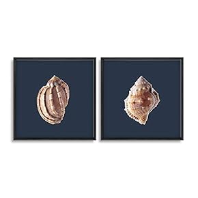 2 Piece Framed Canvas Wall Art for Living Room, Bedroom Conch Theme Canvas Prints for Home Decoration Ready to Hang - 16"x16"x2 Panels