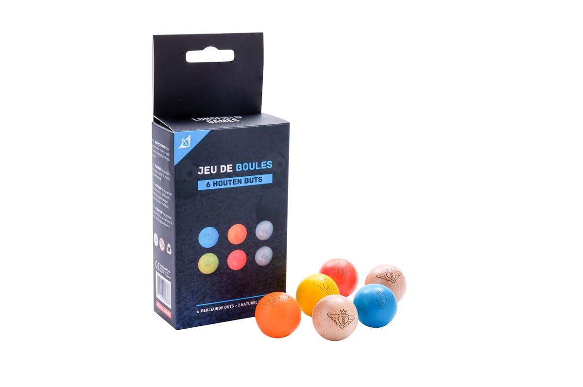 Engelhart 6 Professional Engraved Jack Balls Ø 30 mm – 4 Coloured + 2 Natural – 10 g – Petanque Target Ball – Tournament Accessory 010145