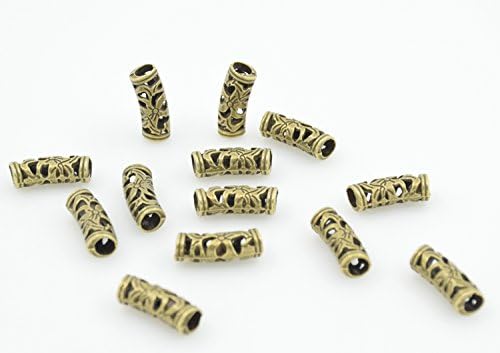 Antique Bronze Flower Curved Tube Spacer Beads Jewelry Charms Hair Dreadlock Bead Pack of 30Pcs