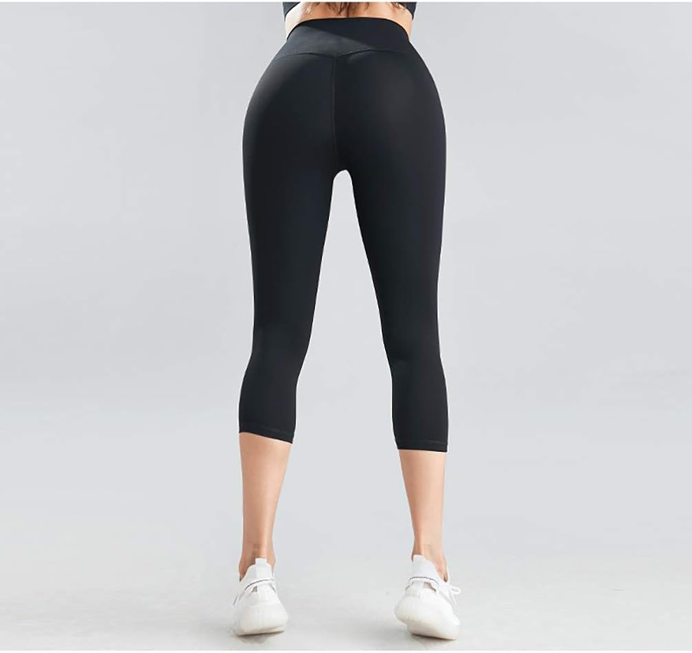 yeuG High Waist Capri Leggings for Women - Tummy Control Yoga Pants for Workout Athletic Exercise Sport Running Cycling 1/3 Pack of Yoga Pants (041-1 Pack Navy, Small-Medium): Clothing