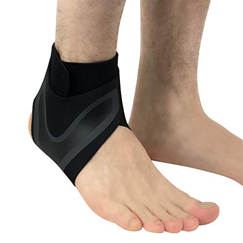 Mayunn Adjustable Elastic Ankle Support Sleeve Elastic Ankle Brace Guard Foot Support Sports - Reduce Sports Injuries, Recovery After Injury (Black) (A, S)