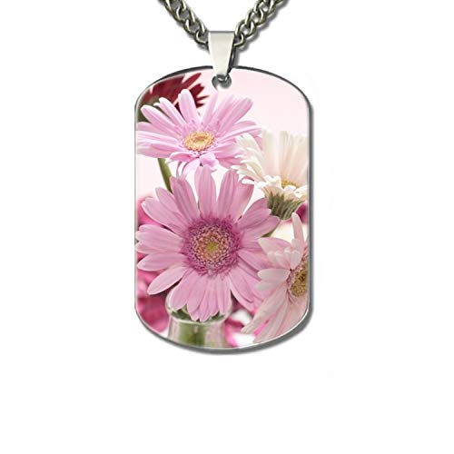 Linhong Transvaal Daisy Dog Tag Necklace Military Army Style - Aluminum