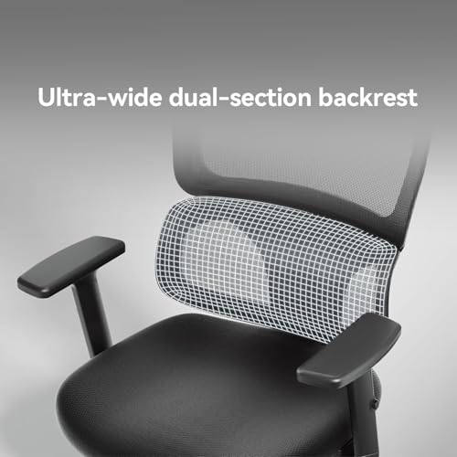 SIHOO M56C Ergonomic Office Chair, Big and Tall Desk Chair with Lumbar Support, Adjustable Headrest, Tilt Function, Swivel Computer Chair, Black