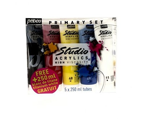 Pebeo-Studio-Acrylics-High-Viscosity-Primary-Pack-5-x-250-ml-Tubes