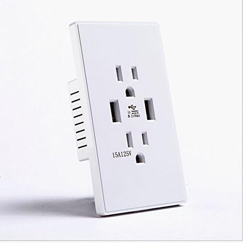 IMES 4.2 Amp Smart High Speed Dual USB Receptacle Charger Wall 15A 125V USB Outlets Socket Tamper Resistant Outlet and Free Wall Plate, UL Listed (Smooth Style ）