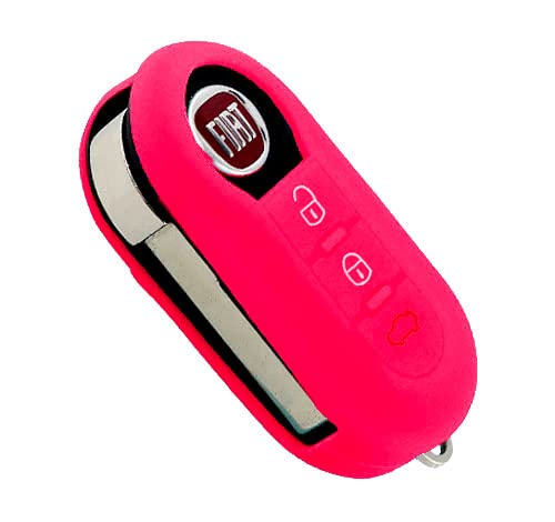 Salpie Car Key Shell Accessories, Replacement Car Key Cover, Remote Control with 3 Buttons Compatible With Fiat, Lancia, Citroen, Peugeot (Fuchsia, Cover)