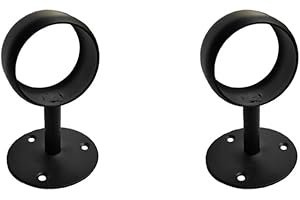 NELXULAS Stainless Steel Heavy Duty Closet Rod,Curtain Rod End Supports Socket with Matching Screws (1-1/2 INCH, Black)