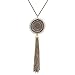 LUX ACCESSORIES Burnished Gold Casted Armor Chain Tassel Long Pendant Necklace