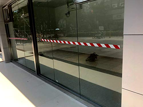 1.9-Inch by 150 Feet Red and White Barricade Caution Tape Hazard Warning Safety Stripe Tape Non-Abrasive Floor Marking Tape for Danger/Hazardous Areas - Thumbnail 2