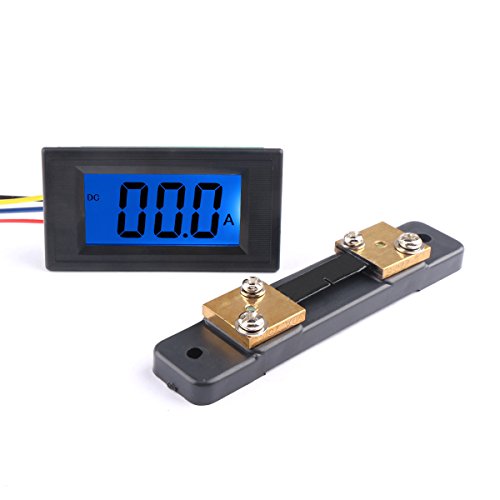 DROK Digital DC 12V Ammeter Panel Amp Meter Gauge DC 0-+/-50A Current Tester AC/DC 8-12V Current Monitor with Blue Back-light Black Font for Automotive Vehicle