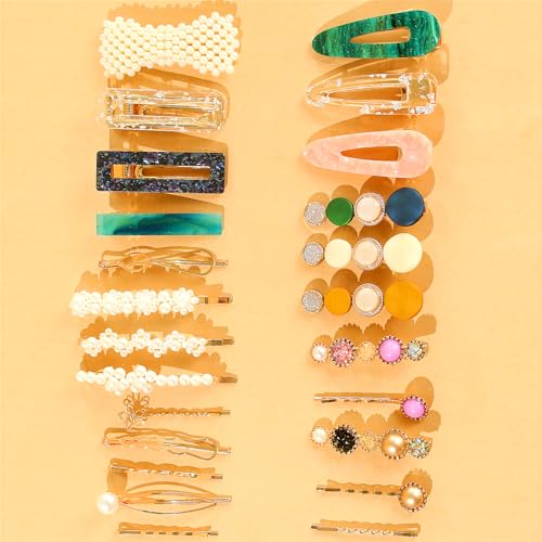 Fashion Hair Clips Set 24 Pcs Pearls Hair Clips Acrylic Resin… at Amazon