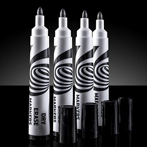 Dry Erase Markers Whiteboard Marker Pens Set Fine Point for Kids School Erasable Pen Tip White Board Eraser Glass Calendar Erasers Children and Office Colors Supplies Black Color - Thumbnail 5
