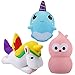 acetek Squishy Toys 3 pcs Random Color, Cute Kawaii Soft Squishies Toy, Unicorn, Bird, Whale, Stress Relieve Squeeze Soft Lovely Toy Kids Gift Fidget Toy Slow Rising Miniature Novelty Toys Decoration