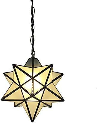 Modeen Single Head Pentagram Glass Chandelier Iron Ceiling Pendant Light Modern Minimalist Creative Pentagram Children Room Balcony Aisle Living Room Pendant Lamp Bedside Lamp