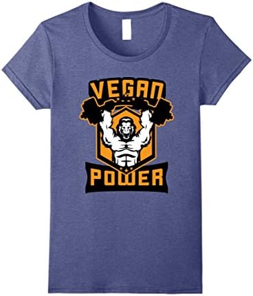 Womens Vegan Power Gorilla Gym Workout T Shirt Lifitng XL Heather Blue