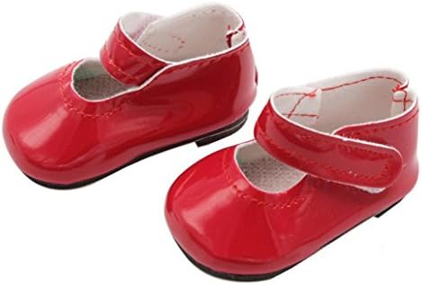 Prevently New Fashion Mini Soild Color PU Shoes Party Clothing for 18 inch AG American Girl Our Generation Doll DIY Accessories Kids Gifts (Red)