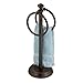 mDesign Steel Towel Rack Holder Stand with 2 Hanging Rings for Bathroom Vanity Countertops - Space Saving Hand Towel Holder - Hyde Collection - 2 Pack - Bronze