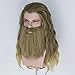 Miss U Hair Men Wig And Beard Long Curly Golden Brown Wig Funny Wigs Halloween Costume Party