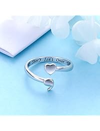 DAOCHONG - Anillo de plata de ley 925 con diseño de corazón inajustable