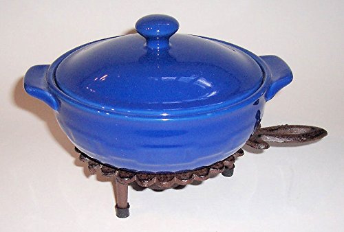 "ABC Products" - Heavy Cast Iron - Small Round Tealight Warmer With Handle - Very Good For Small Servings - (Bronze Rustic Color Finish - Uses One Tea Candle - Not included)