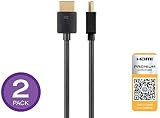 Monoprice Certified Premium HDMI Cable - 3 Feet - Black (2 Pack) 4K@60Hz HDR 18Gbps 36AWG YUV 4:4:4 - Ultra Slim Series